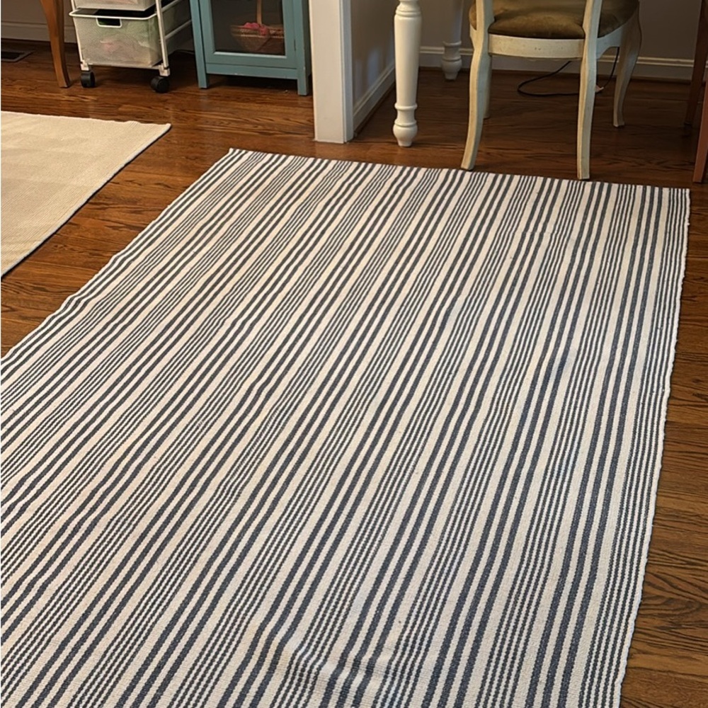 Hook and Loom Blue and White Rug